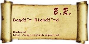 Bogár Richárd névjegykártya