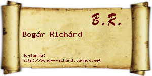 Bogár Richárd névjegykártya